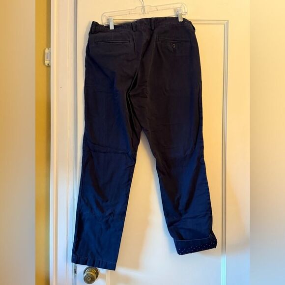 J. Crew 770 Khaki Chino pant w navy and white flannel lining 34 x 32 - Picture 2 of 8